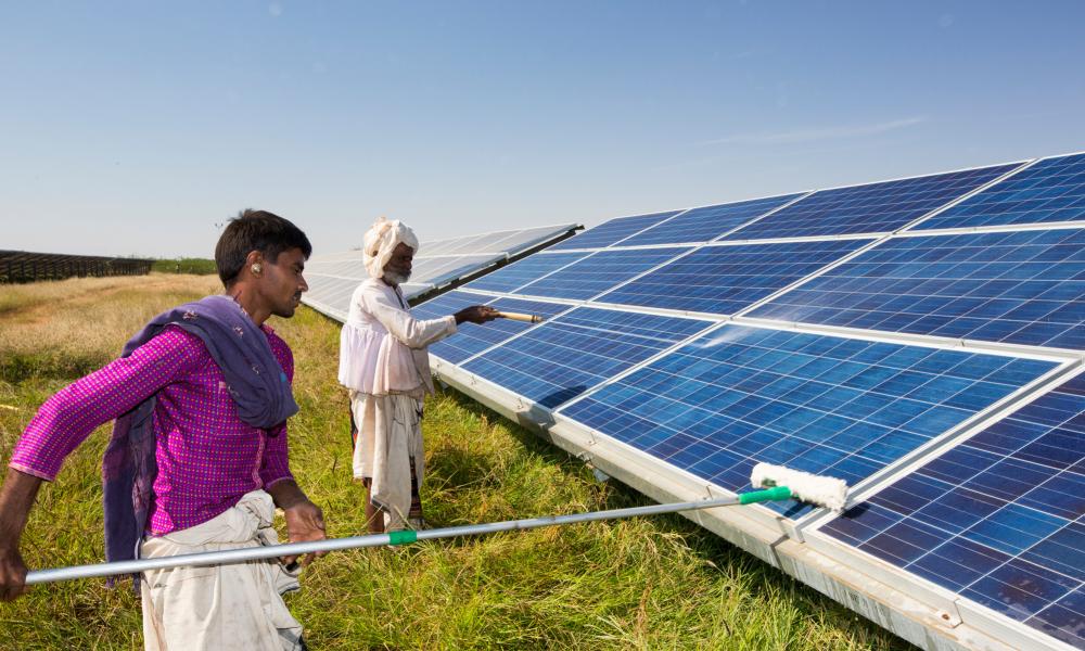 Solar panels, Asia's largest solar power station, the Gujarat Solar Park
