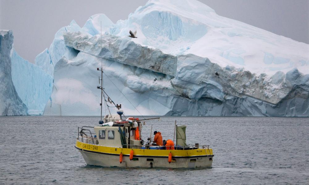 A trawler boat crossing the Ilulissat Icefjord, Iceland
