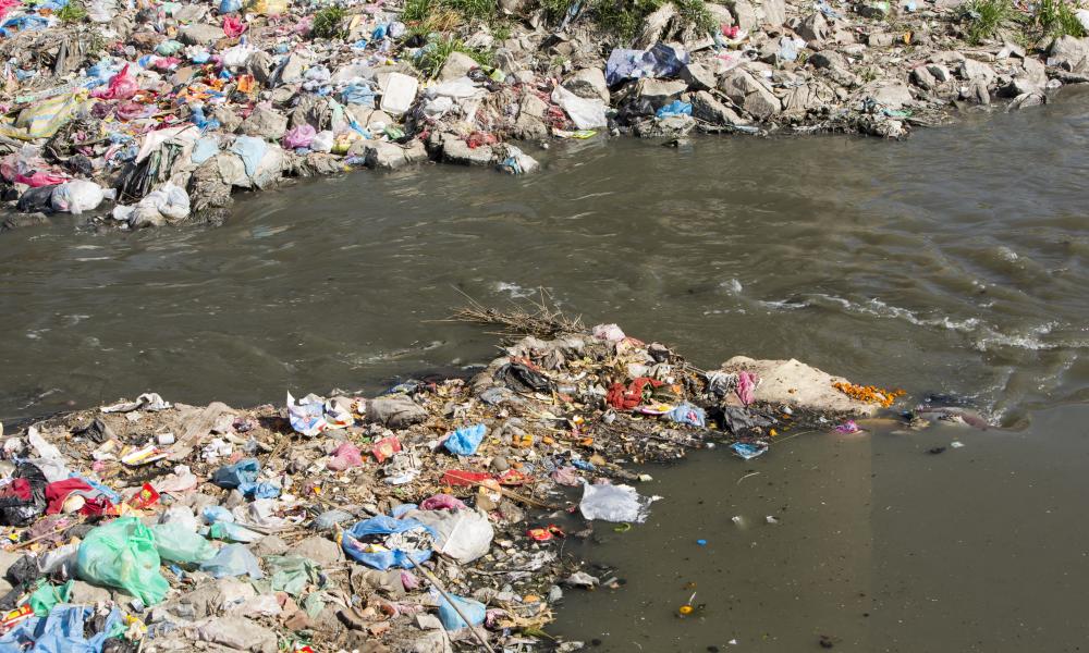 The Bagmati river running through Kathmandu in Nepal.