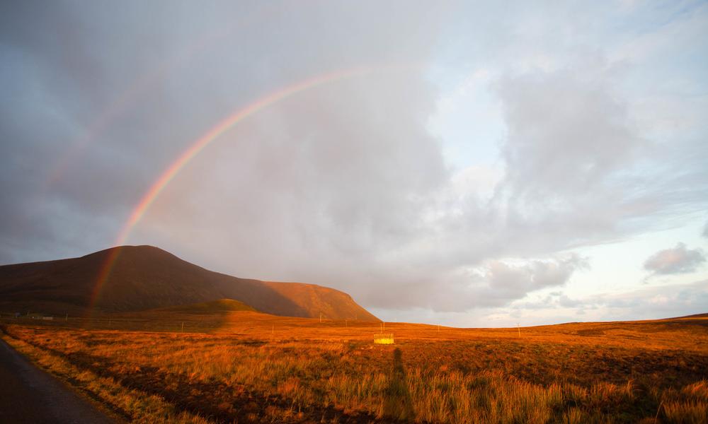 A double rainbow over Hoy in Orkney, Scotland, UK