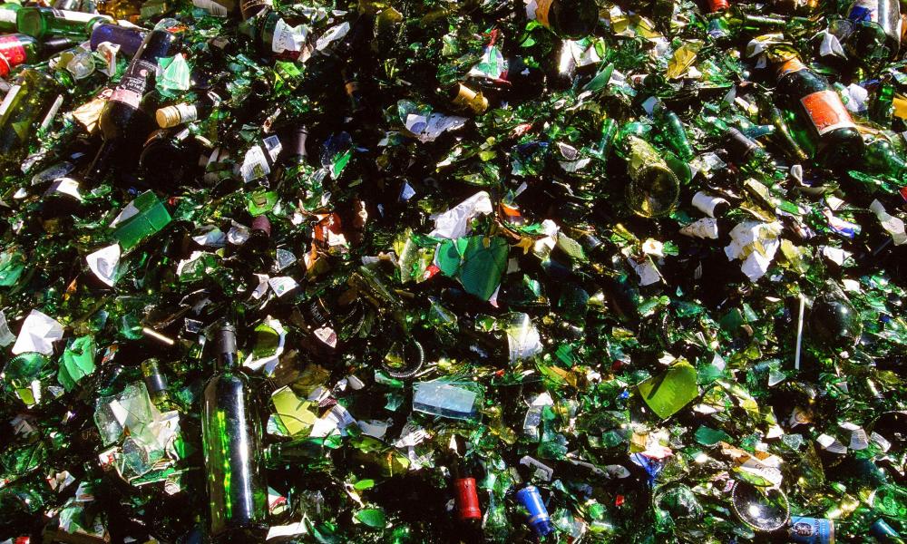 Glass at a recycling depot