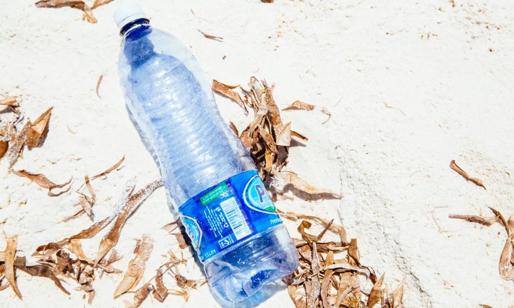 Plastic bottle washed up on the beach