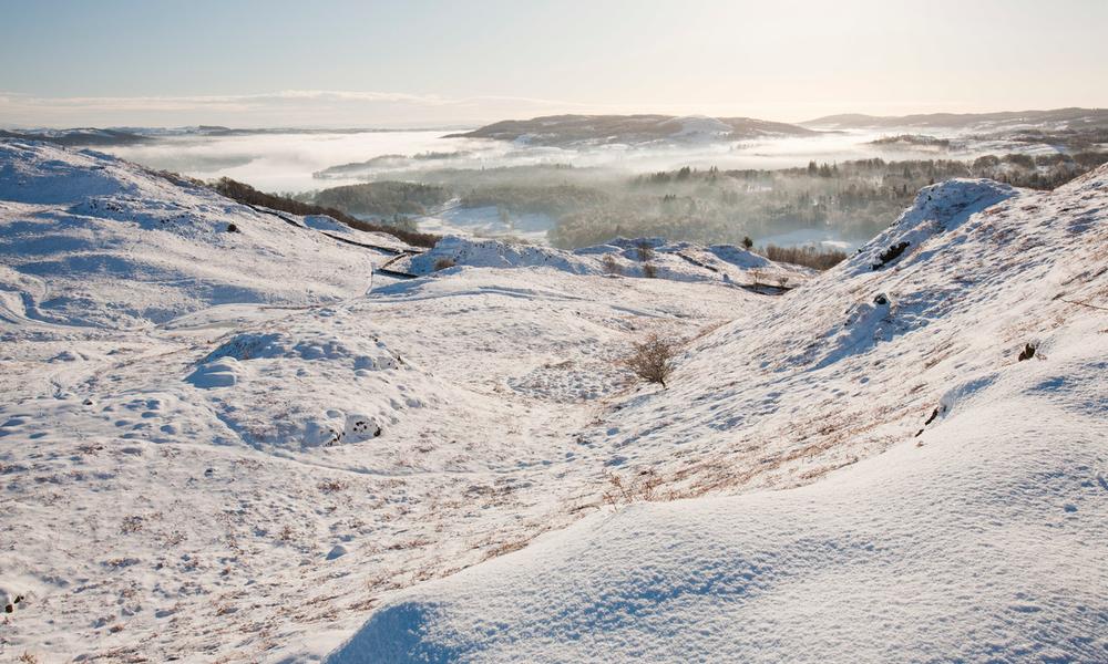 Loughrigg in the Lake District, UK, in winter weather.