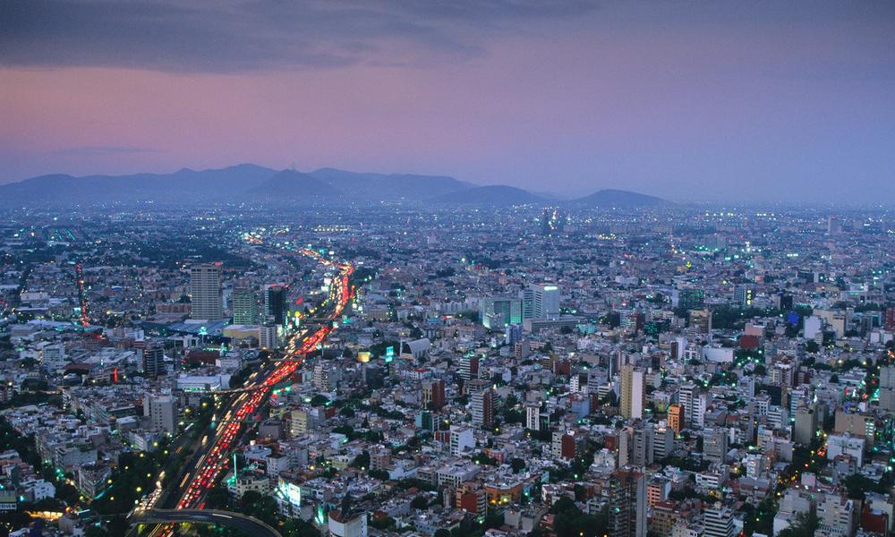 Aerial view of Mexico City - the world's second largest, Mexico.