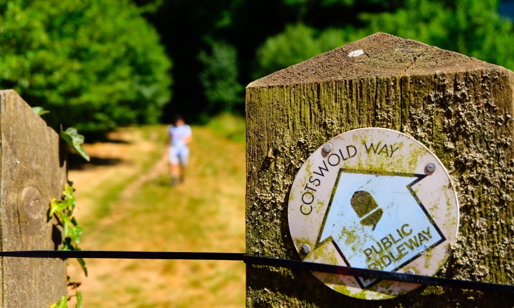 Cotswold Way Challenge signpost on route 