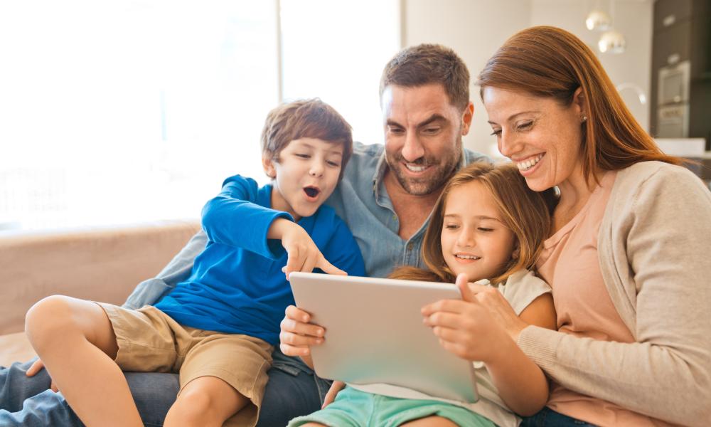 Family at a computer
