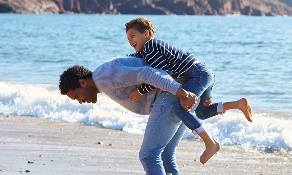 Father and Son at Beach