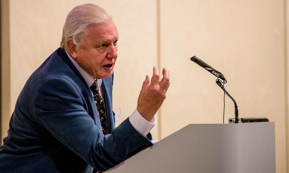 Sir David Attenborough is given a tour of the Living Planet Centre