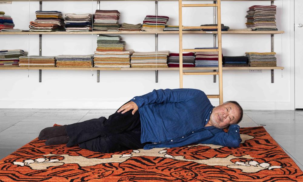 Ai Weiwei laid on his tiger rug