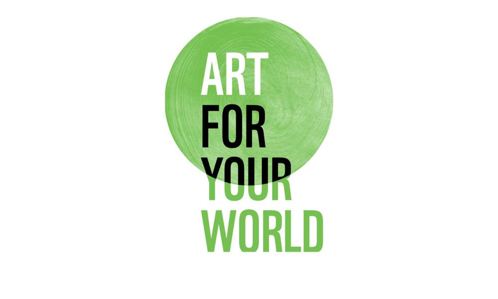 Art for your world written in white, green and black lettering in front of a green circle