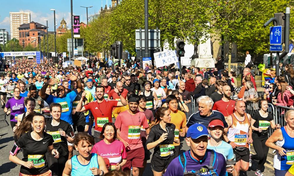 a group of runners taking part in the Leeds Marathon