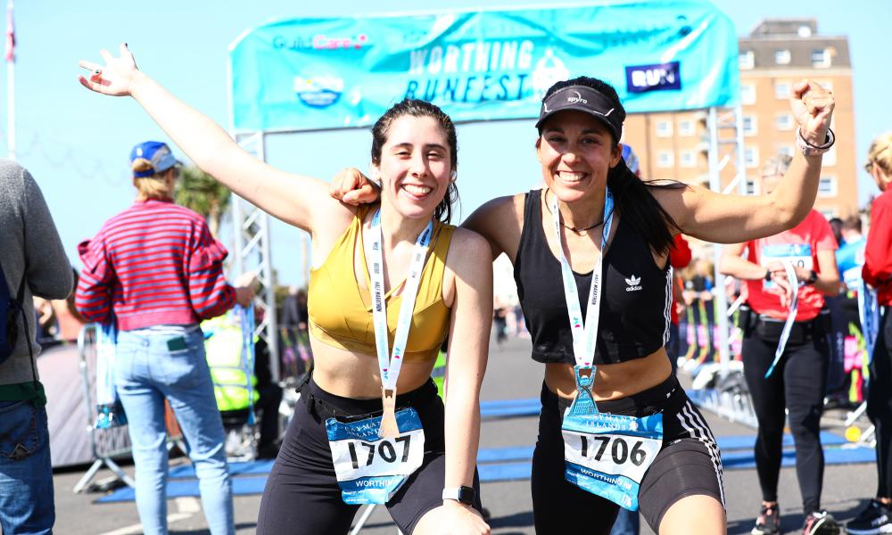 runners with their medals at Worthing Runfest