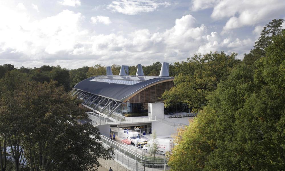 Exterior of the headquarters building of WWF-UK, the Living Planet Centre, Woking, Surrey.