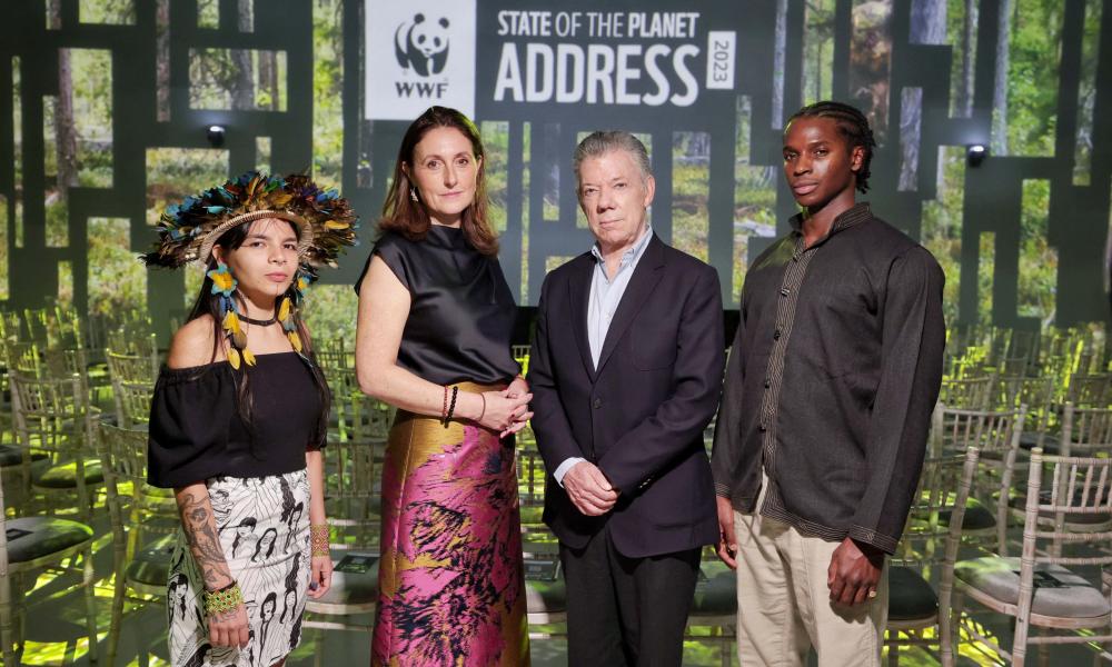 Txai Suruí, Tanya Steele, Juan Manuel Santos and Kedar Williams-Stirling at SOPA 2023