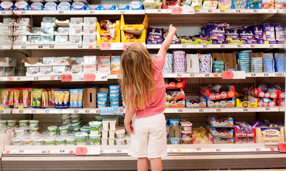 Family supermarket shopping