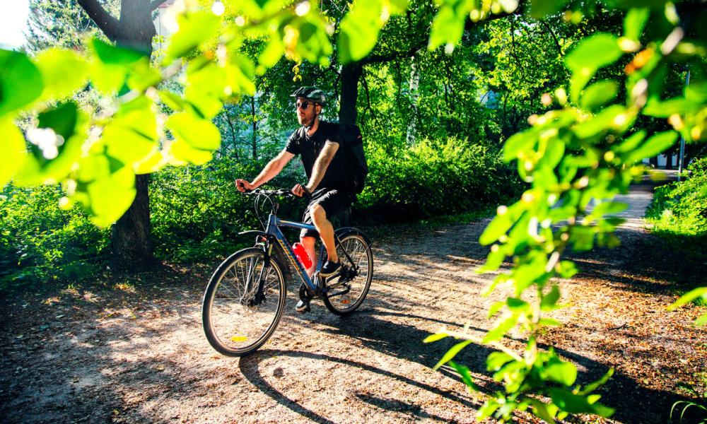 Man cycling in Helsinki