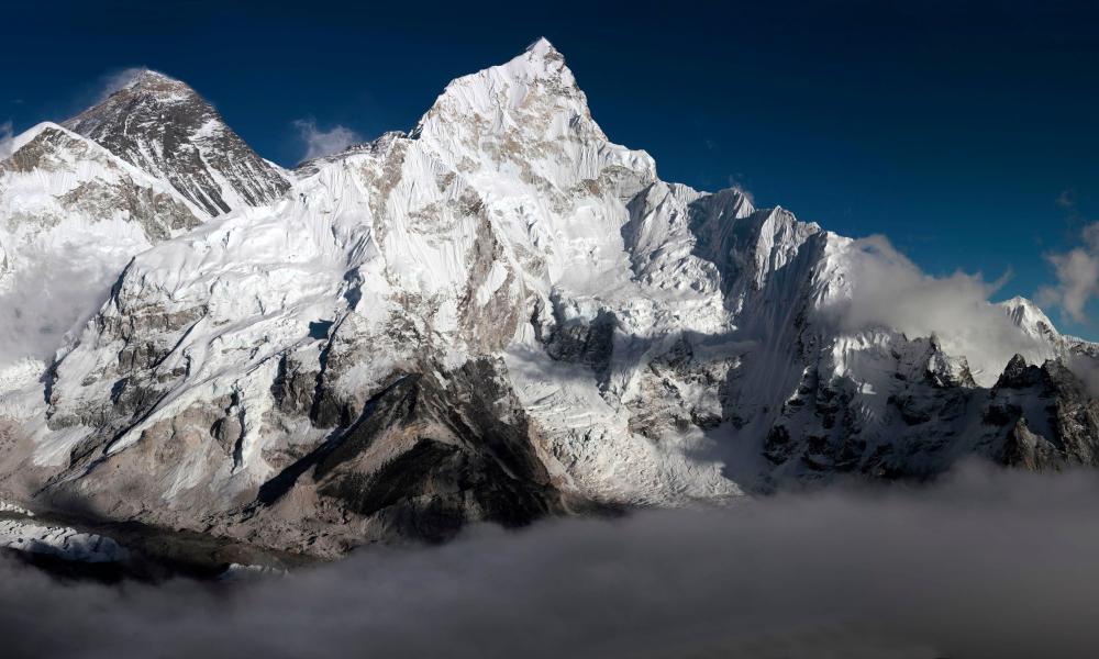 Mount Everest in the Everest Range of the Himalayas in Nepal.