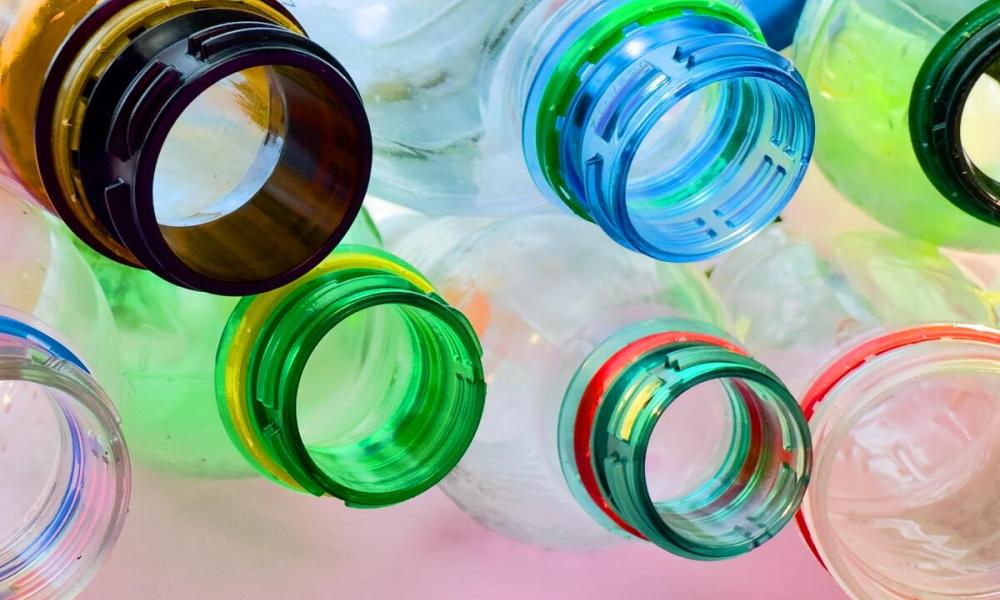 Close up of single use plastic bottles