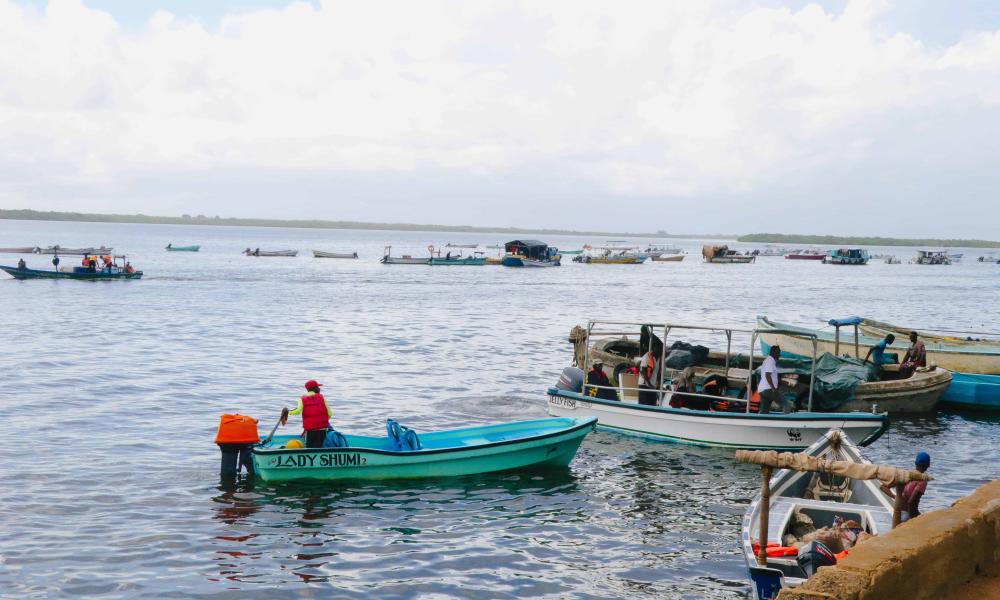 boats in the water at Lamu old town