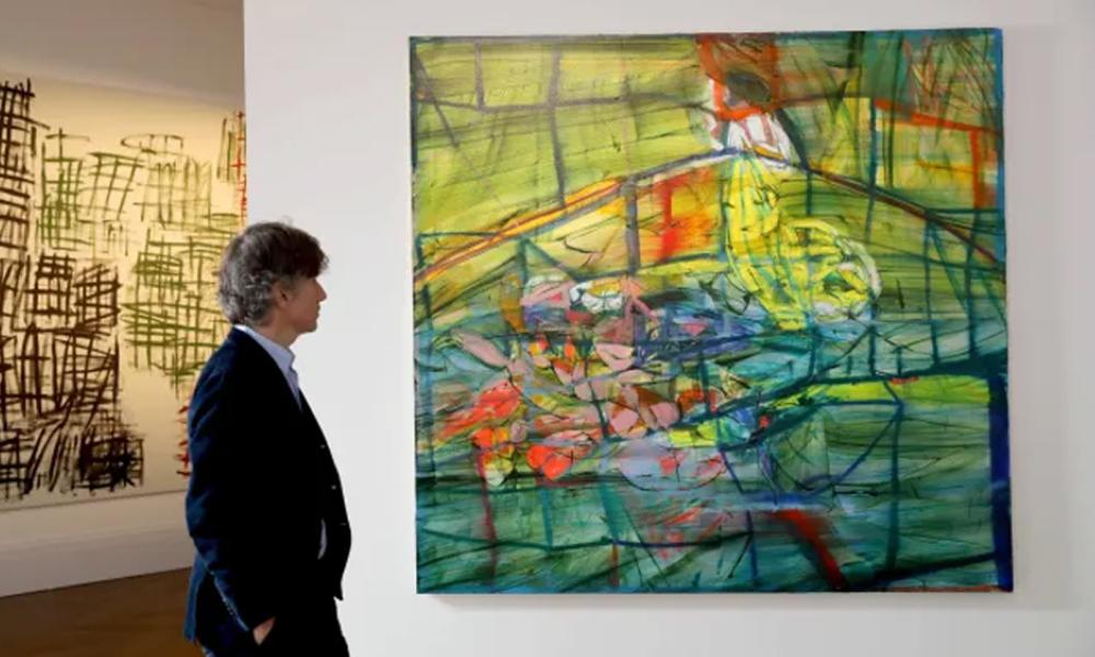 Installation shot showing A Muddled Mind That's Never Confined by Jadé Fadojutimi, generously donated for the Art For Your World auction at Sotheby's, London.