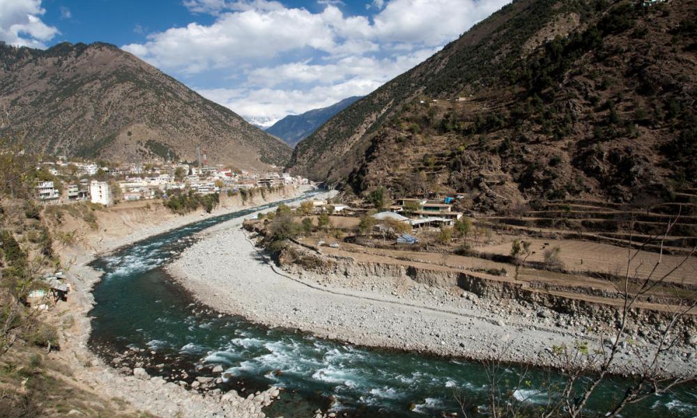 Bahrain Town located on the banks of Kalam River, Swat, Khyber Pakhtunkhwa