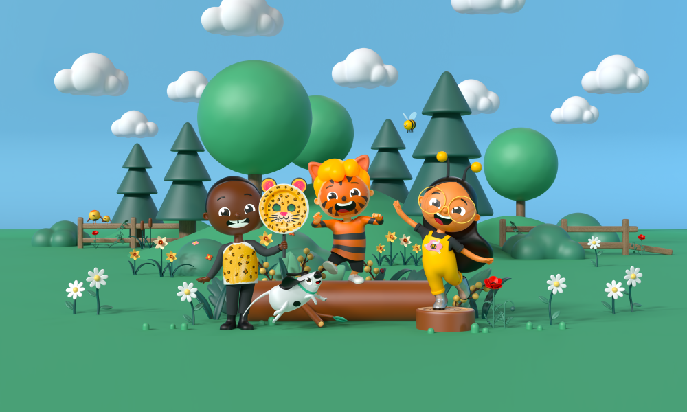 A picture of Eddie, from Ready Eddie Go! wearing a tiger print t-shirt and tiger face paint.