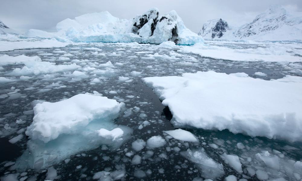 Drifting melting ice in the sea, Antarctica.