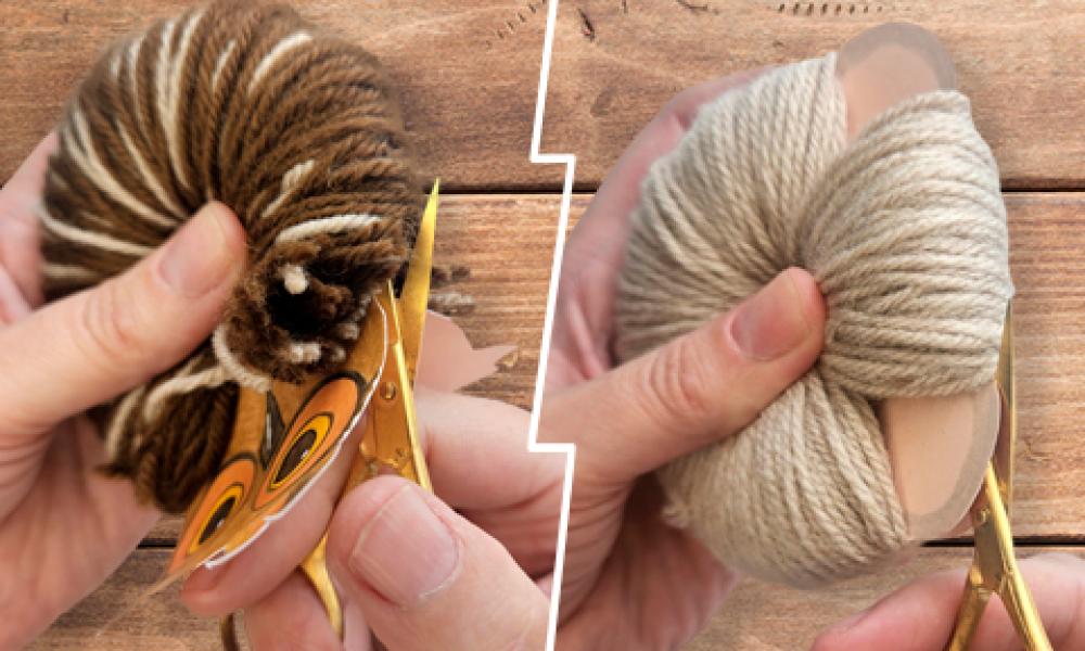 Cutting thread around pom-pom templates