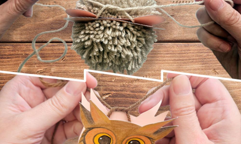 Tying thread around pom pom template