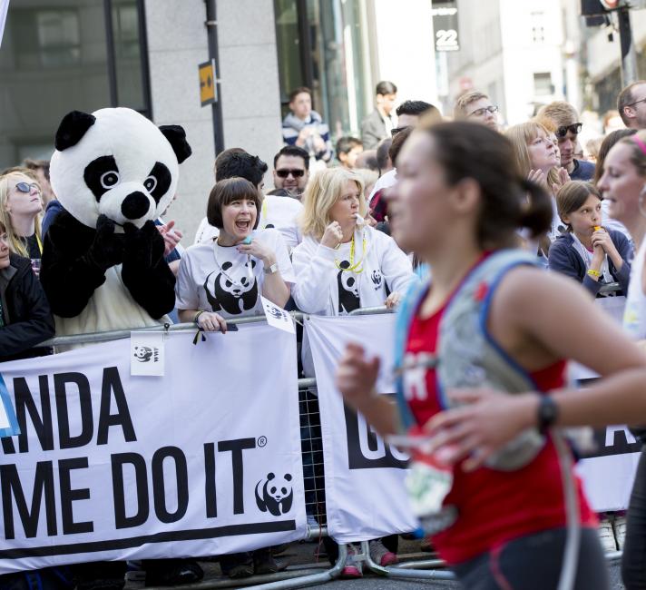 Team panda supporters at the London marathon
