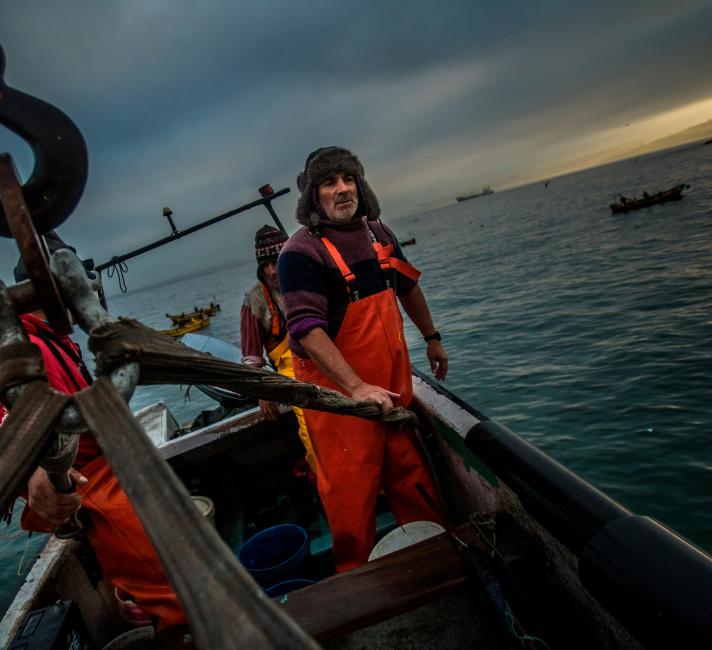 Fishermen on their boat