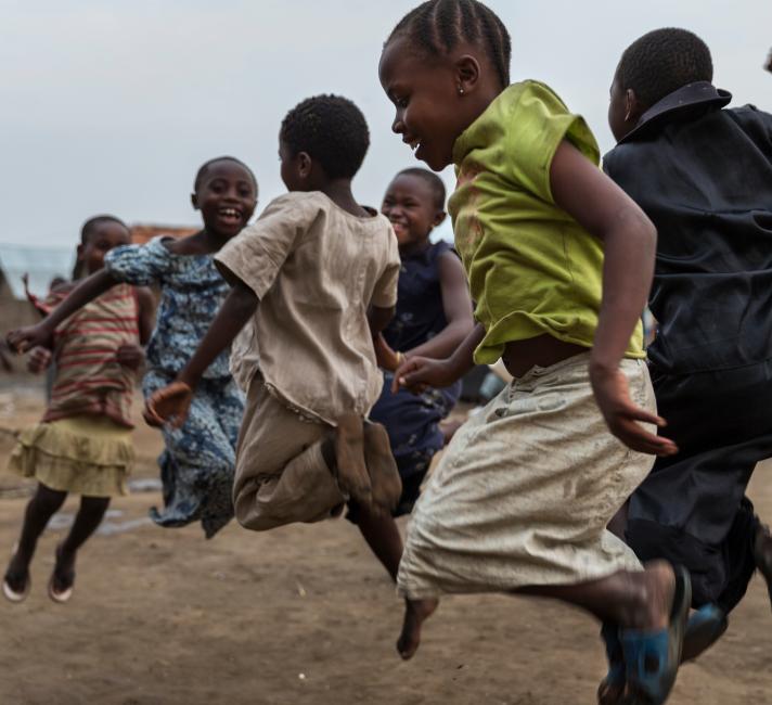 Children jumping and playing