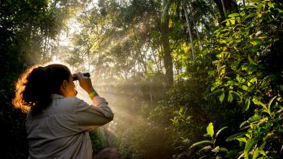 Patricia Leon on a Forest walk - © WWF / Richard Stonehouse Patricia Leon on a Forest walk