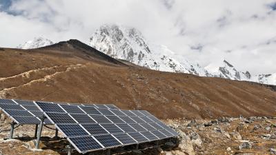 Solar Power Station in Himalaya Mountains, Nepal.