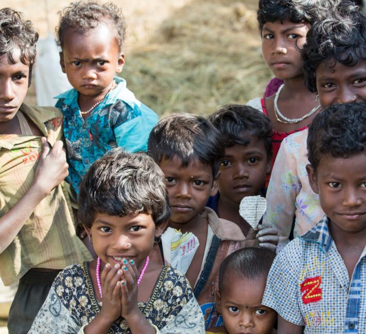 Young children of subsistence farmer in the Sunderbans, Ganges, Delta, India, the area is very low lying and vulnerable to sea level rise.