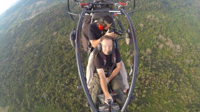 Camera crew on a microlite