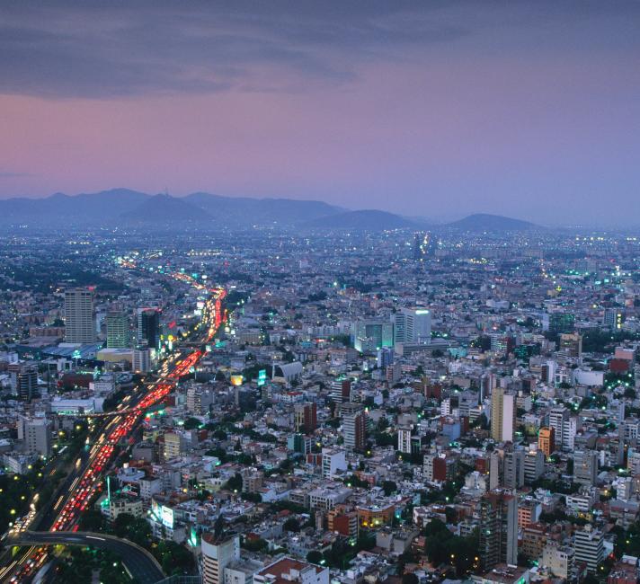 Aerial view of Mexico City - the world's second largest, Mexico.