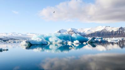 Ice floating in the sea