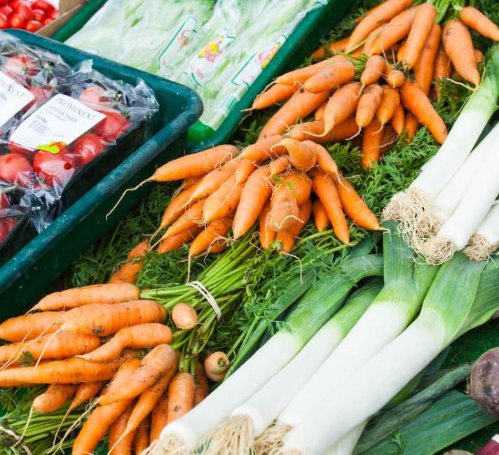 Washingpool farm in Bridport, Dorset. The farm grows fruit, salad and vegetables for sale in its own farmshop as well as raising sheep, cows and pigs for meat which is sold from the shop.