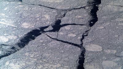 Sea ice breaking up to form leads, Foxe Basin, Nunavut, Canada.