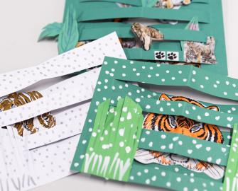 3D tiger greeting card