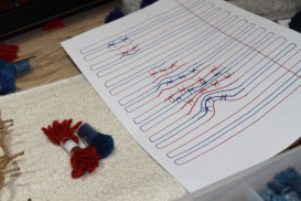 Reena Saini Kallat - Ruled Paper (red, blue, white), 2018-2019