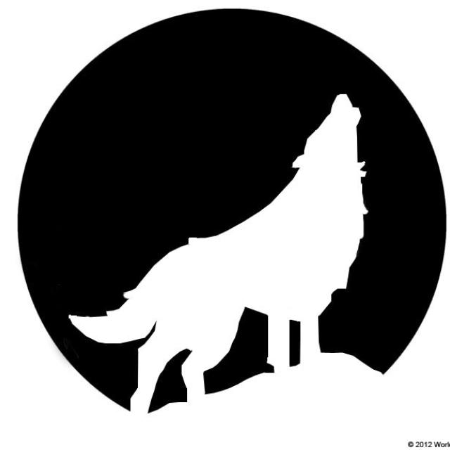 A black pumpkin stencil of a wolf