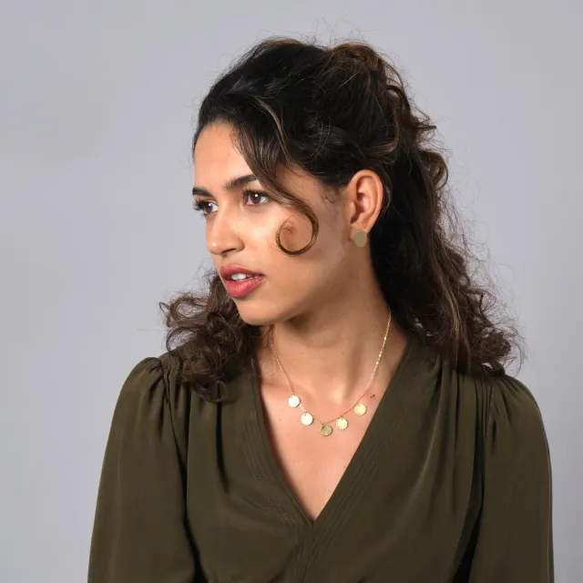 Woman wearing jewellery from WWF-UK shop