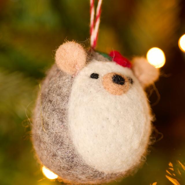 Felt Hedgehog Christmas decoration