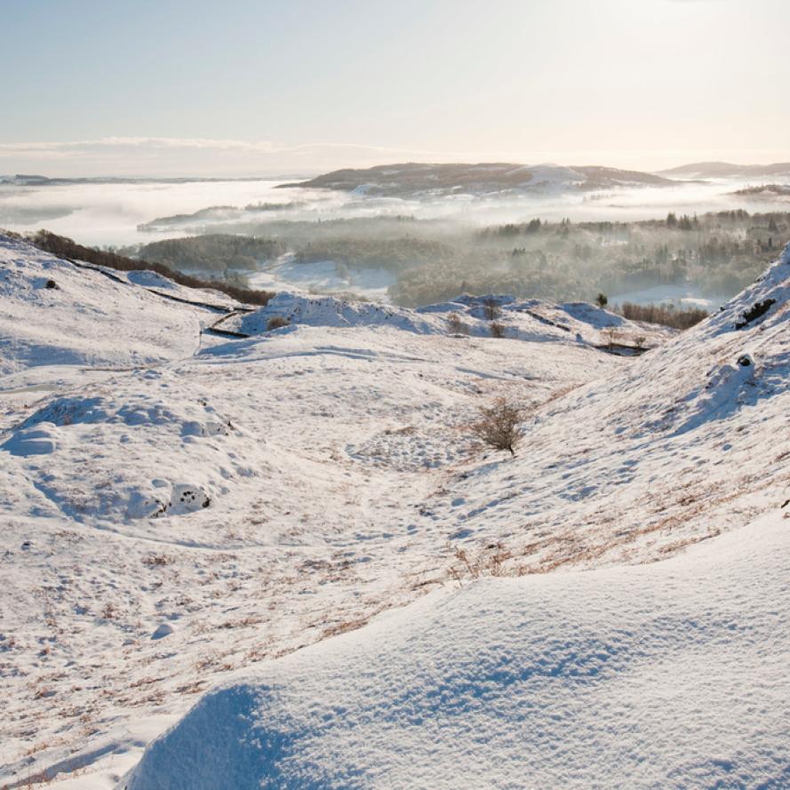 Loughrigg in the Lake District, UK, in winter weather.