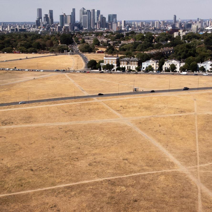 A view of Blackheath, London, 2022. As parched parts of England faced a hosepipe ban amid very dry conditions and ahead of another predicted heatwave.