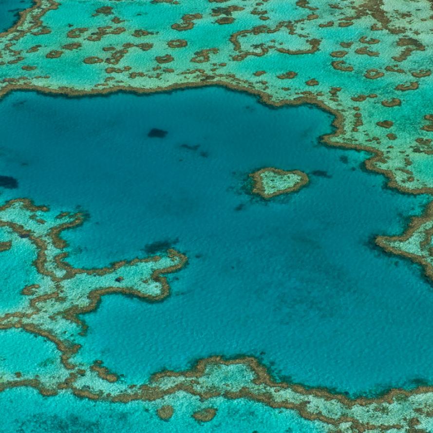 Aerial view of Hardy Reef, home to the heart reef, Great Barrier Reef, Australia