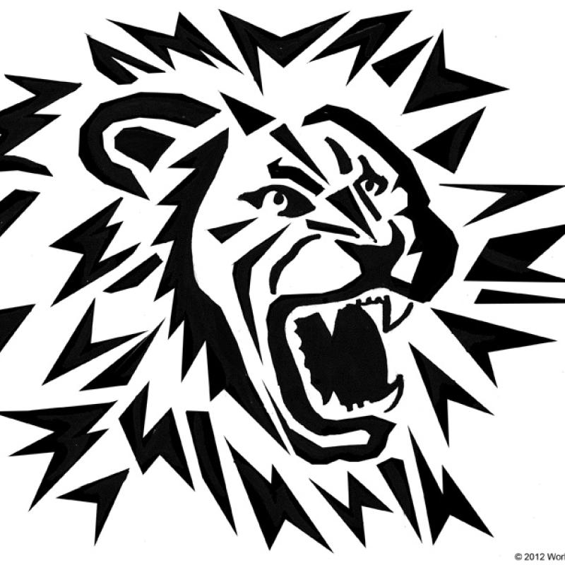 A black pumpkin stencil of a lion