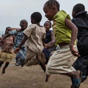 Children jumping and playing